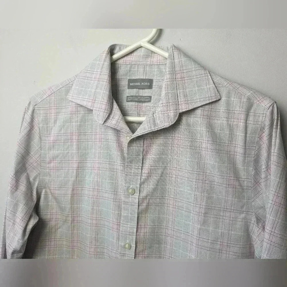 MICHEAL KORS Long sleeves button down shirts size small  Gray Pink and white - Picture 2 of 8